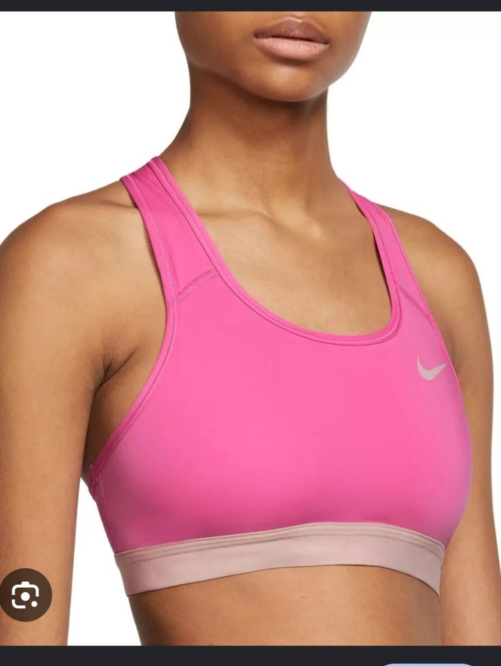 Nike Pink High-Neck Racerback Sports Bra with Light Contrast Band